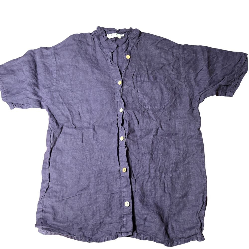 Vintage‎ Timbuktu Station Purple Textured Short Sleeve Shirt Size 2 Button Up